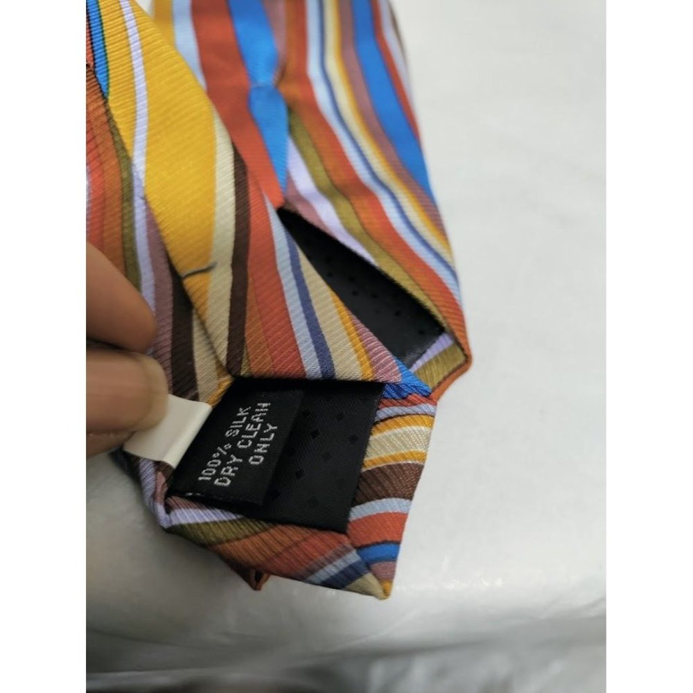 Azreal Katz Mens Silk Abstract Striped Necktie Multicolor - Picture 4 of 5